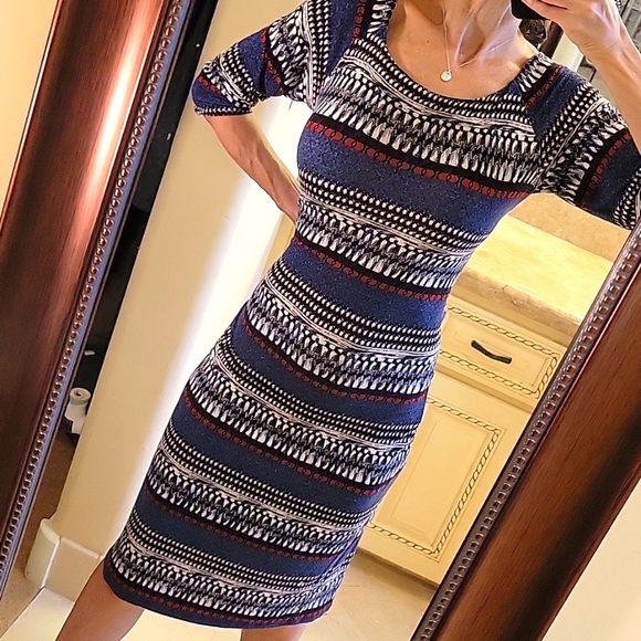 *Monroe & Main Red White & Blue Print Midi Dress, Sz S - Picture 6 of 14